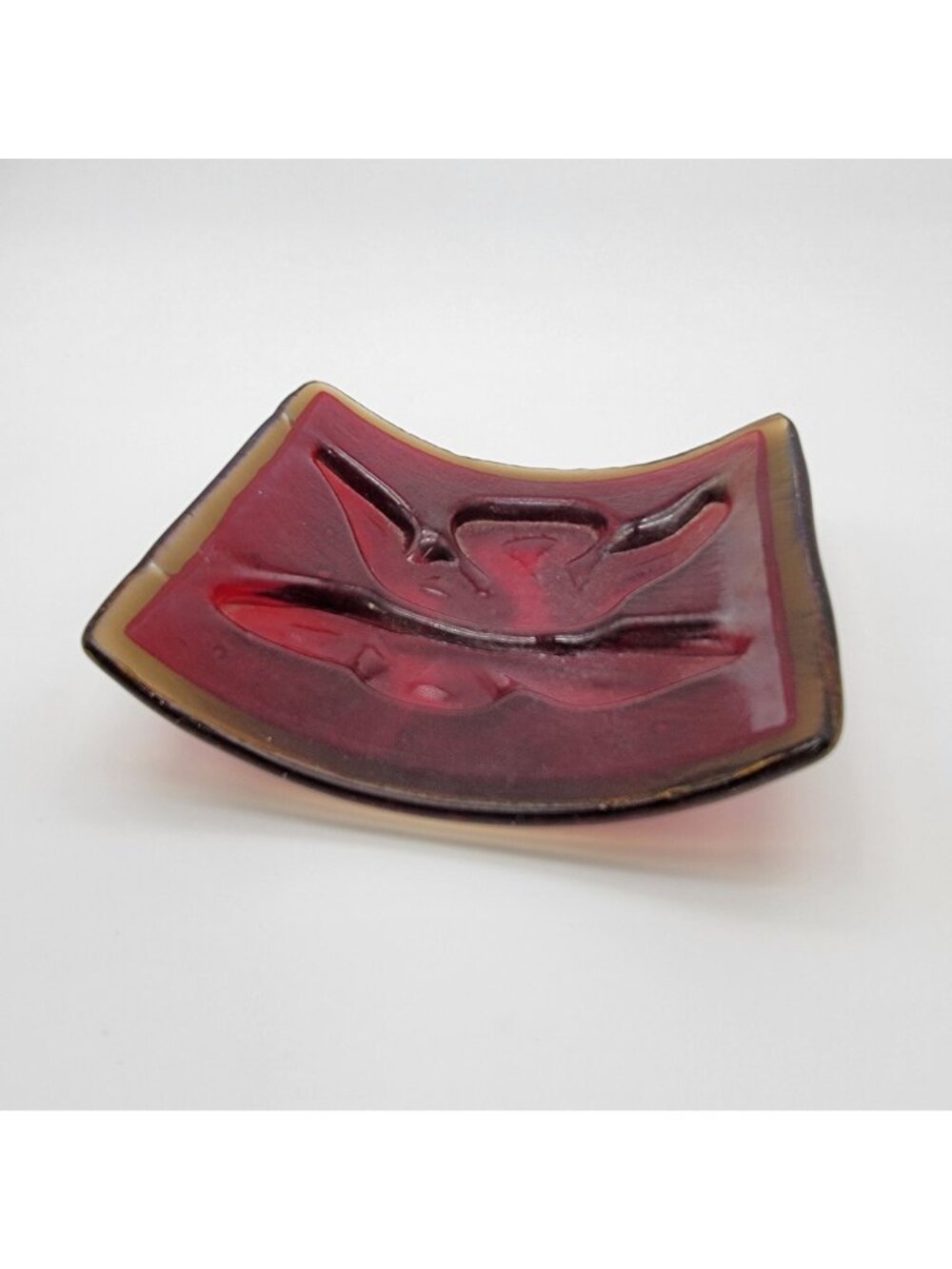 Vintage Amberina Glass Butterfly Curved Glass Panel - Picture 4 of 12